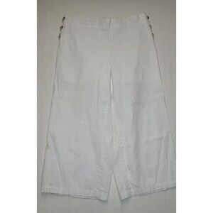 Liz Claiborne White Capri Gold Accent Wide Leg Size 10 EUC USA Seller